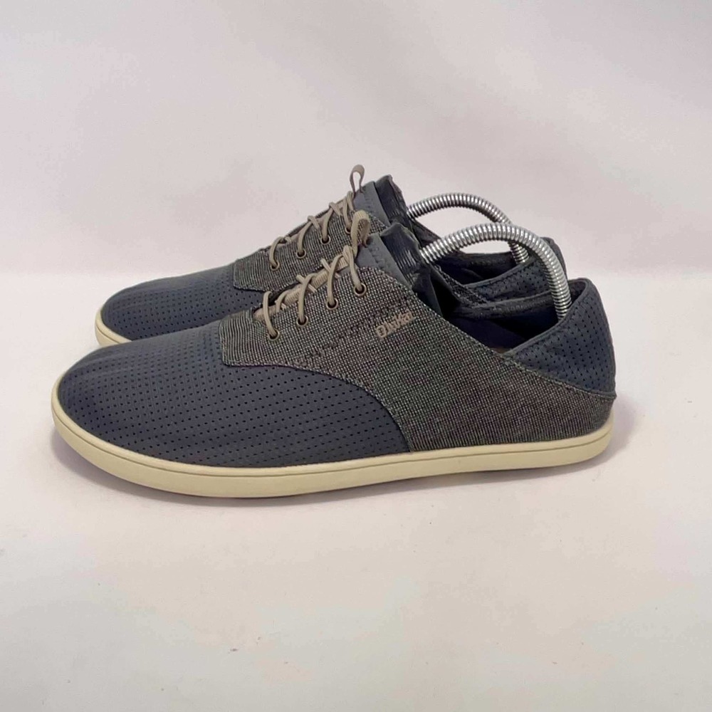 OluKai Nohea Moku Mens 10 Gray Blue Boat Shoes Sneakers 10283-2610 Comfort Walk
